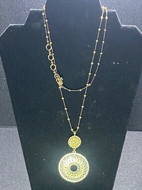 Lucky Brand Gold-Tone Layered Filigree Pendant Necklace